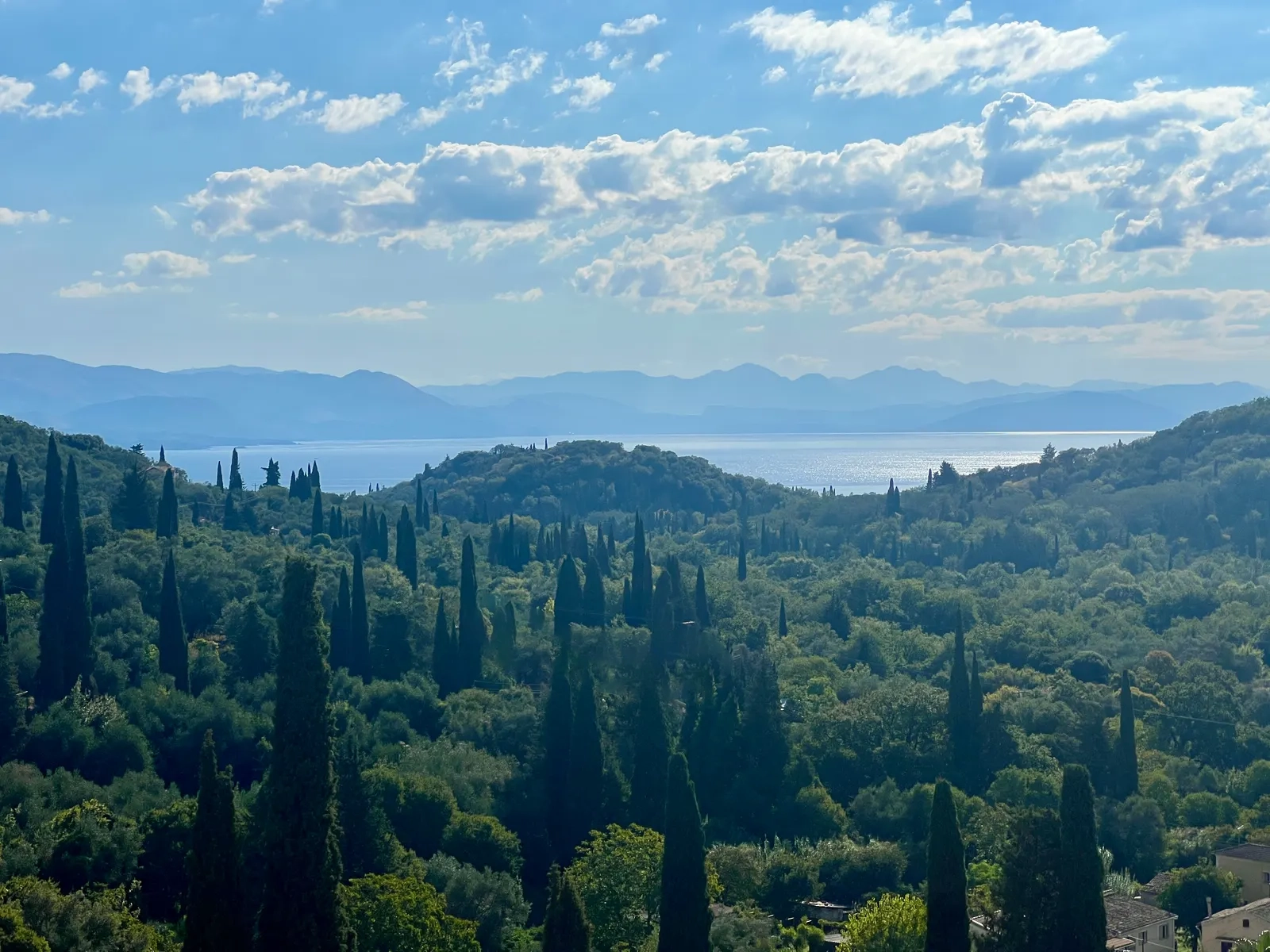Ano Korakiana village and olive hills, Corfu